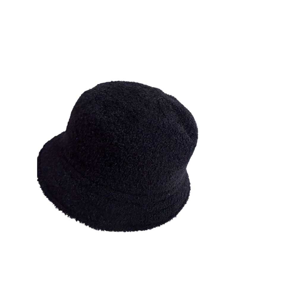 Kmart Chenille Bucket Hat OSFM Black Textured Soft Winter Women